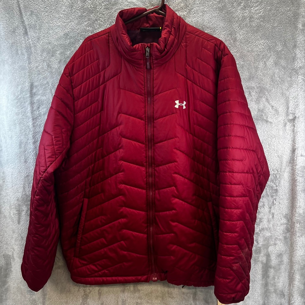 Under Armour Mens 2XL Red Chevron Quilted Puffer Loose Fit‎ Gorpcore Streetwear